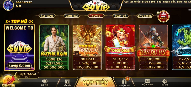 Quay hũ trúng Jackpot lớn khi xuống tiền vào các tựa game slots