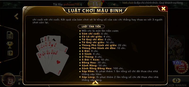 Chia bài ra thành 3 chi khi chơi Mậu Binh tại Hit Club