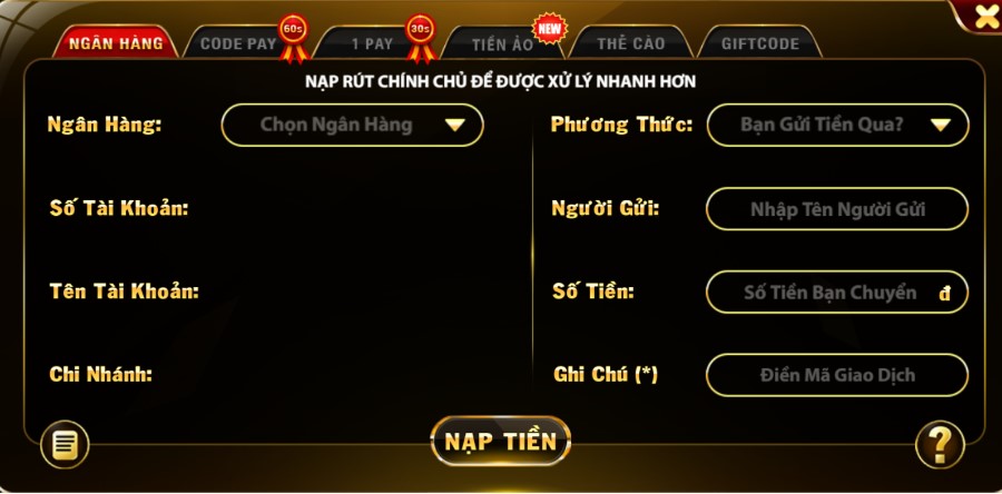 Nạp tiền Hitclub qua ngân hàng