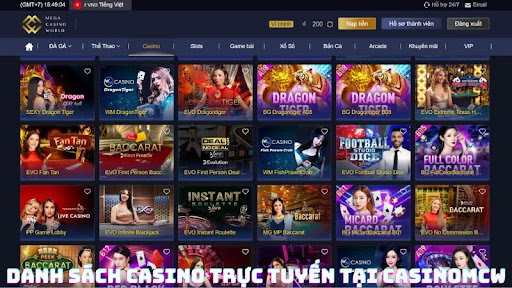 Danh Sách Các Trò Chơi Casino Trực Tuyến tại Casinomcw